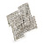Statement Diamante Square Cocktail Ring In Silver Tone - Size 7/8 Adjustable - view 5