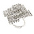 Statement Diamante Square Cocktail Ring In Silver Tone - Size 7/8 Adjustable - view 3