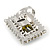 Large Square Clear/ Olive Crystal Ring In Rhodium Plated Metal - Size 7/8 Adjustable - view 5