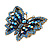 Large Blue Crystal Butterfly Ring In Gold Tone - Size 7/8 Adjustable - view 6