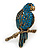 Large Teal Crystal Parrot Bird Ring In Antique Gold Metal - 60mm L - 7/8 Size Adjustable - view 4