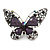 Large Purple Crystal Butterfly Ring In Aged Silver Tone Metal - 70mm L - 8 Size Adjustable