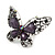Large Purple Crystal Butterfly Ring In Aged Silver Tone Metal - 70mm L - 8 Size Adjustable - view 7