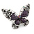 Large Purple Crystal Butterfly Ring In Aged Silver Tone Metal - 70mm L - 8 Size Adjustable - view 6