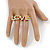Gold Plated Double Finger Diamante 'Love' Ring - Size 7&8 - 45mm W - view 2