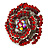 Large Red, Burgundy Crystal Layered Flower Ring In Silver Tone Metal - 40mm Diameter - 7/8 Size Adjustable - view 3