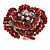 Large Red, Burgundy Crystal Layered Flower Ring In Silver Tone Metal - 40mm Diameter - 7/8 Size Adjustable - view 6