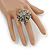 Crystal 'Starburst' Flex Ring In Silver Tone - Size 7 - view 2