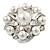 Clear Crystal Simulated Pearl Bead Flower Ring In Rhodium Plated Metal - 30mm D - 7/8 Size Adjustable - view 6