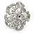 Clear Crystal and Glass Stone Flower Ring In Rhodium Plated Metal - 30mm D - 7/8 Size Adjustable - view 5