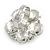 Clear Crystal and Glass Stone Flower Ring In Rhodium Plated Metal - 30mm D - 7/8 Size Adjustable - view 4