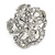Clear Crystal and Glass Stone Flower Ring In Rhodium Plated Metal - 30mm D - 7/8 Size Adjustable - view 6