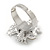 Rhodium Plated Clear Ab Crystal Cluster Fashion Ring - 8 Size Adjustable - view 3