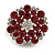 Silver Tone Dark Red/ Fuchsia/ Clear Diamante Cocktail Ring (Adjustable Size 7/8 - view 3