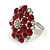 Silver Tone Dark Red/ Fuchsia/ Clear Diamante Cocktail Ring (Adjustable Size 7/8 - view 5