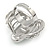 Statement Crystal Dome Cocktail Ring In Rhodium Plated Metal - 7/8 Size Adjustable - view 5