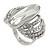 Statement Crystal Dome Cocktail Ring In Rhodium Plated Metal - 7/8 Size Adjustable - view 7
