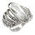 Statement Crystal Dome Cocktail Ring In Rhodium Plated Metal - 7/8 Size Adjustable - view 3