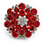 Silver Tone Red/ Clear Diamante Cocktail Ring (Adjustable Size 7/8) - view 3