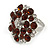 Silver Tone Amber/ Clear Diamante Cocktail Ring (Adjustable Size 7/8) - view 5
