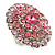Pink Crystal Dome Oval Ring In Silver Tone Metal - 35mm L - Size 7 - view 7