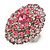 Pink Crystal Dome Oval Ring In Silver Tone Metal - 35mm L - Size 7 - view 3