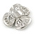 Clear Crystal 3 Petal Flower Ring In Silver Tone Metal - 40mm - Size 7 - view 3