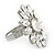 Clear Crystal Flower Ring In Silver Tone Metal - 33mm - Size 7 - view 5