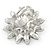 Clear Crystal Flower Ring In Silver Tone Metal - 33mm - Size 7 - view 3