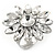 Clear Crystal Flower Ring In Silver Tone Metal - 33mm - Size 7 - view 6