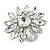 Clear Crystal Flower Ring In Silver Tone Metal - 33mm - Size 7 - view 4