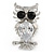 Clear/ Black Crystal Owl Ring In Rhodium Plated Metal - 40mm - Size 7 - view 4