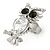 Clear/ Black Crystal Owl Ring In Rhodium Plated Metal - 40mm - Size 7 - view 6