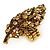 Large 'Autumn Dew' Citrine/ Amber Crystal Leaf Stretch Ring In Burnt Gold Tone - 58mm - Adjustable Size 7/8 - view 4