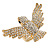Statement Clear Crystal Bird Ring In Gold Tone Metal - 50mm Across - 7/8 Size Adjustable - view 5