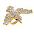 Statement Clear Crystal Bird Ring In Gold Tone Metal - 50mm Across - 7/8 Size Adjustable - view 8
