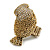 Vintage Inspired Chunky Textured Crystal Owl Ring In Aged Gold Tone - 50mm Across - Size 8/9  Adjustable - view 6