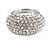 Pave Set Clear Crystal Dome Shape Ring In Silver Tone Metal - 25mm - 7/8 Size - Adjustable - view 6