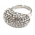 Pave Set Clear Crystal Dome Shape Ring In Silver Tone Metal - 25mm - 7/8 Size - Adjustable - view 7