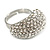 Pave Set Clear Crystal Dome Shape Ring In Silver Tone Metal - 25mm - 7/8 Size - Adjustable - view 5
