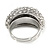 Pave Set Clear Crystal Dome Shape Ring In Silver Tone Metal - 25mm - 7/8 Size - Adjustable - view 4