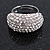 Pave Set Clear Crystal Dome Shape Ring In Silver Tone Metal - 25mm - 7/8 Size - Adjustable - view 3