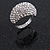 Pave Set Clear Crystal Dome Shape Ring In Silver Tone Metal - 25mm - 7/8 Size - Adjustable - view 9