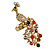 Striking Multicoloured Crystal Peacock Ring In Aged Gold Tone - 55mm Across - 7/8 Size Adjustable - view 5