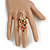 Striking Multicoloured Crystal Peacock Ring In Aged Gold Tone - 55mm Across - 7/8 Size Adjustable - view 3