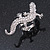Silver Tone Sculptured Clear Crystal 'Gecko' Statement Ring - Adjustable - Size 7/8 - 4.5cm Length - view 7