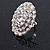 Clear/ Ab Crystal Dome Oval Ring In Silver Tone Metal - 35mm L - Size 7/ 8 Adjustable - view 7