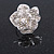 Clear Crystal Rose Flower Ring In Silver Tone - 30mm D - 7/8 Size Adjustable - view 6