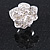 Clear Crystal Rose Flower Ring In Silver Tone - 30mm D - 7/8 Size Adjustable - view 8