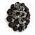 Crystal Snake On Black Flower Ring In Silver Tone Finish - 7/8 Size Adjustable - 35mm D - view 5